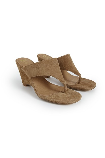 Suede platform with heeled sandal