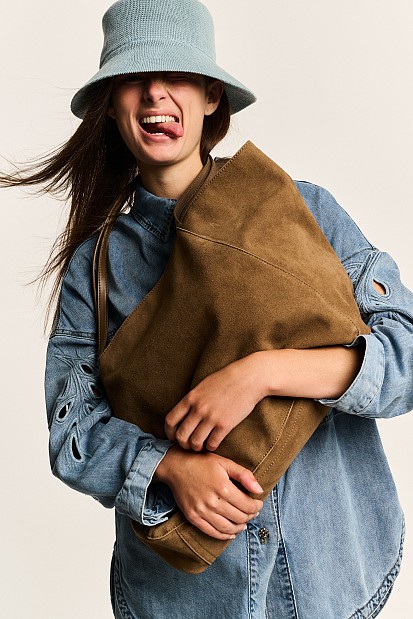 Suede shopper bag