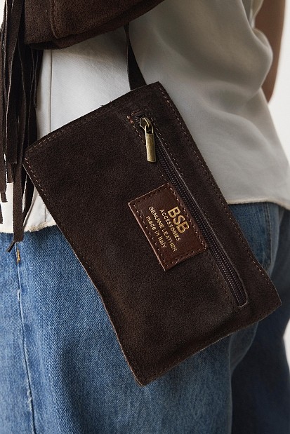 Suede bag with fringes
