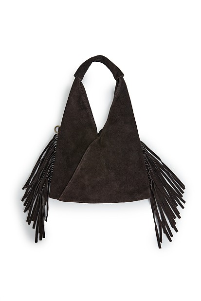 Suede bag with fringes