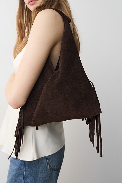 Suede bag with fringes