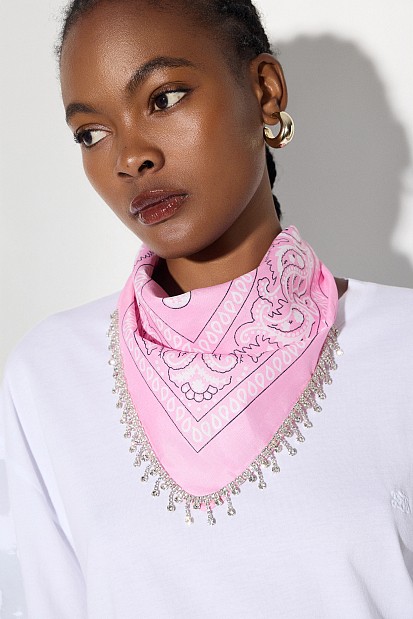 Embelished printed scarf