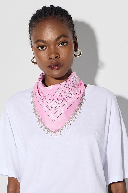 Embelished printed scarf