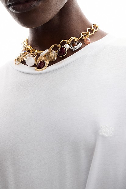 Chain necklace with hanging charms