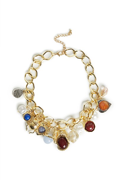 Chain necklace with hanging charms