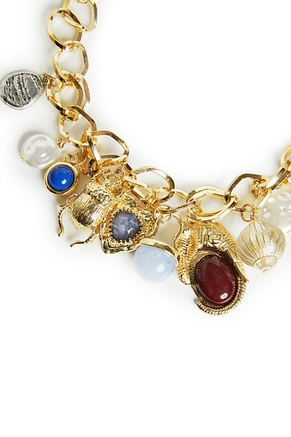 Chain necklace with hanging charms