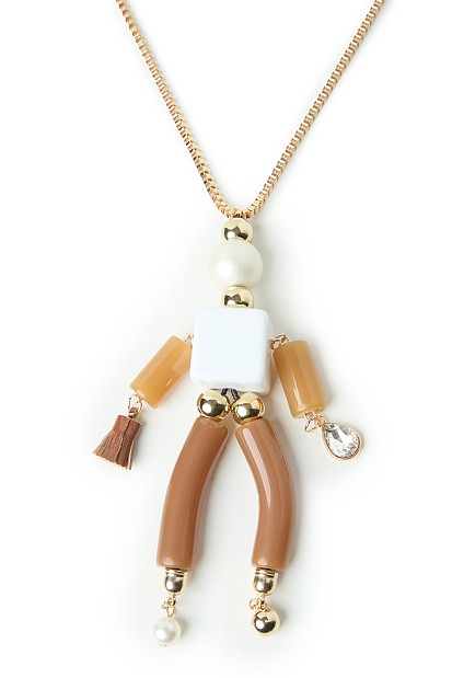 Long necklace with hanging beads