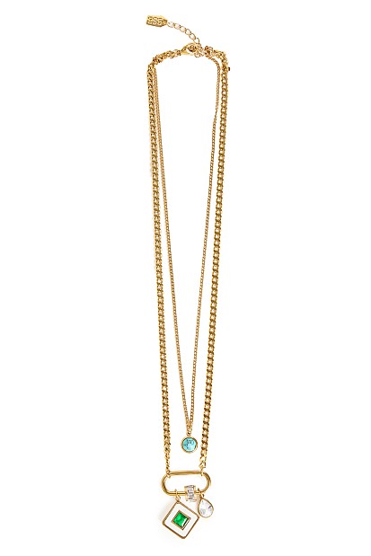 Hanging necklace with chain and charms