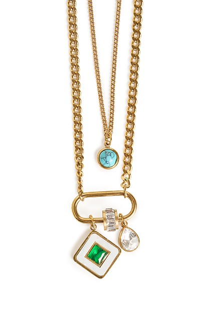 Hanging necklace with chain and charms