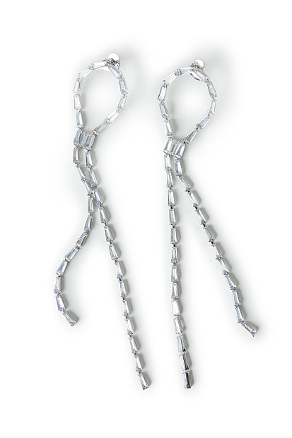 Hanging earrings with rhinestones