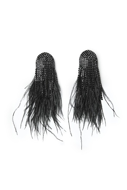 Hanging earrings with feathers