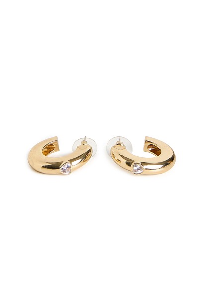 Hoops with heart-shape rhinestone