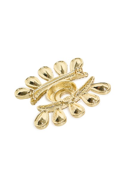 Eye-shape pin with rhinestones