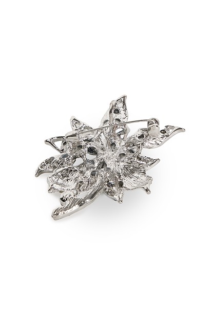 Flower-shape pin with rhinestones
