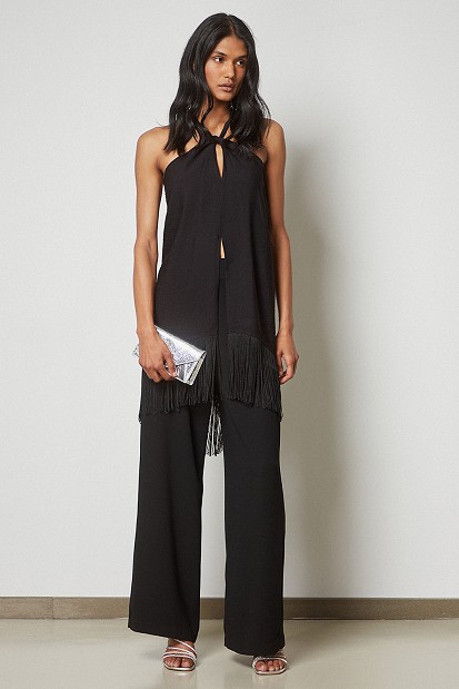 Longline top with fringes