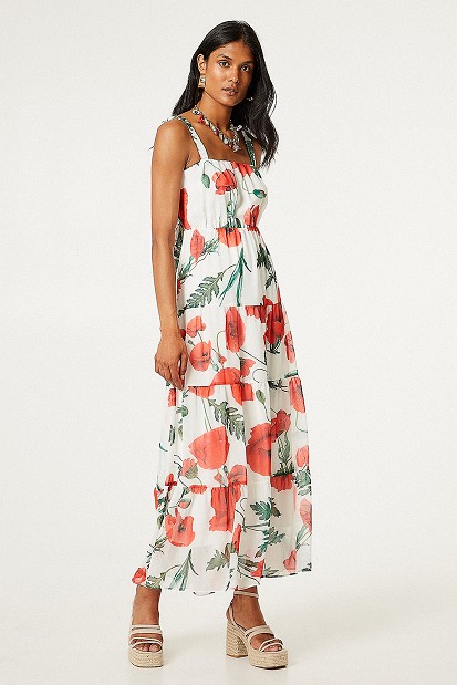Maxi floral dress with ruffles