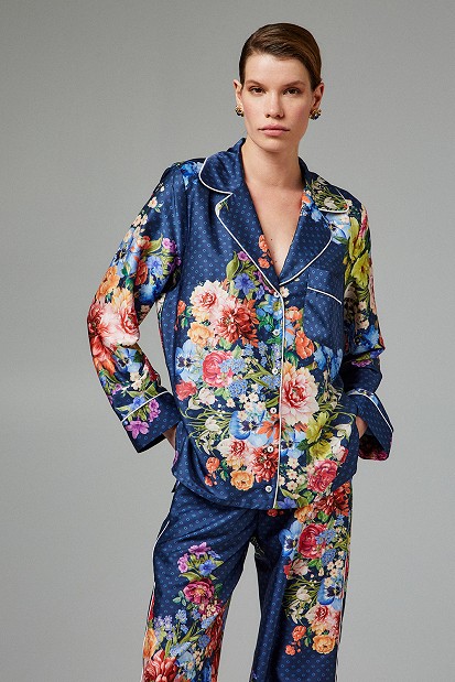 Floral shirt in satin touch