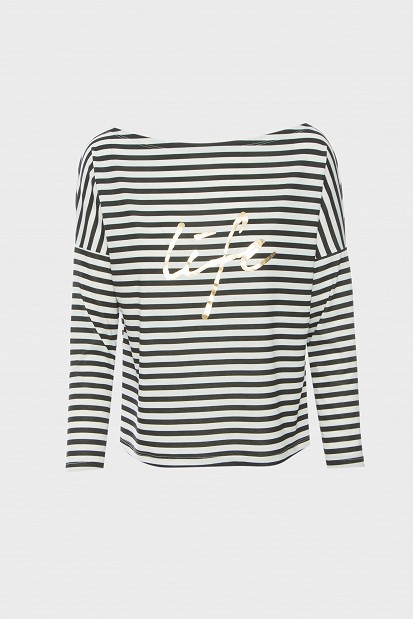 Striped blouse with lurex print