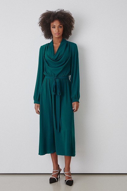 Longsleeve dress with drapped neckline