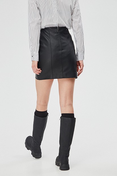 Mini leather look skirt