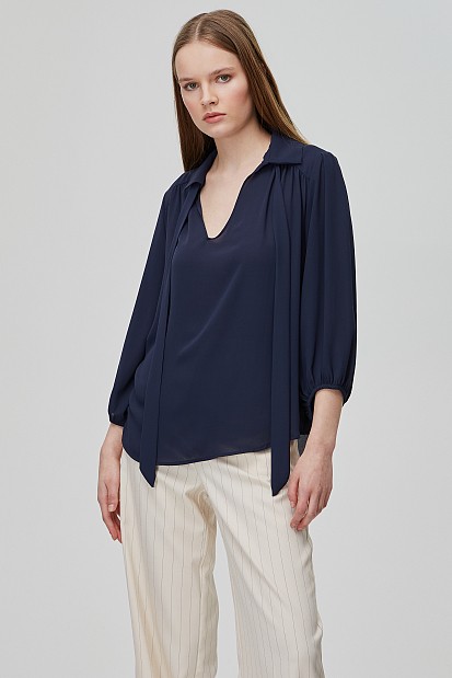 Blouse with self-tie