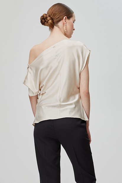 One-shoulder satin blouse