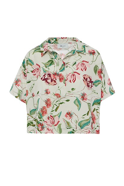 Bluză florală cu guler