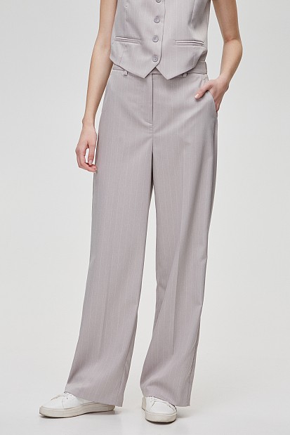 Striped trousers with elasticated waist