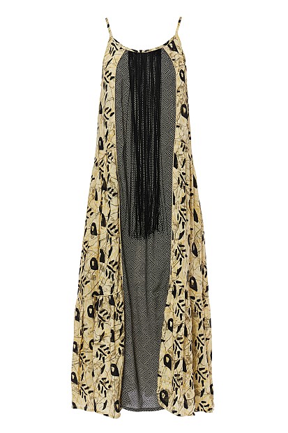 Maxi dress with fringes