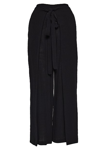 Wrap trousers with cut outs