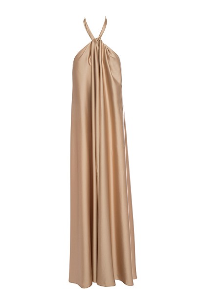 Сатенена дълга рокля с възел - Gold Label