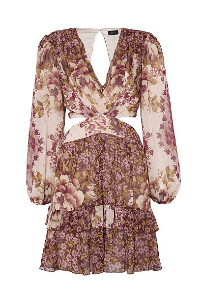 Mini floral dress with cut outs