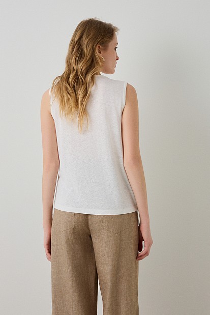 Sleeveless wrap top with lurex