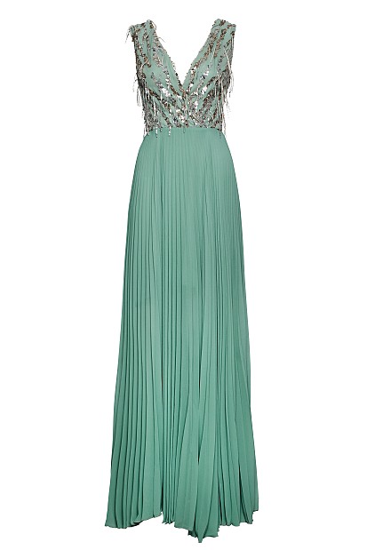Maxi pleated sequined dress - Gold label