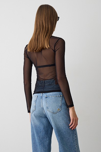 Μαρκυμάνικη μπλούζα με διαφάνεια