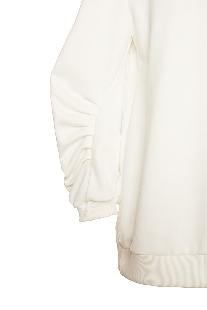 Longline sweater with lace and sheer