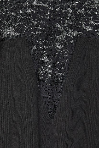 Longline sweater with lace and sheer