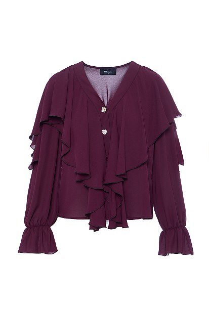 Blouse with ruffles and buttons