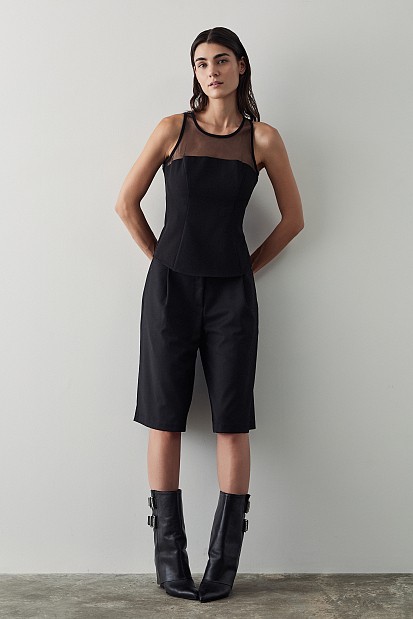 Sleeveless top with sheer detail