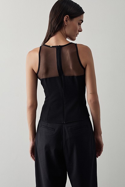 Sleeveless top with sheer detail