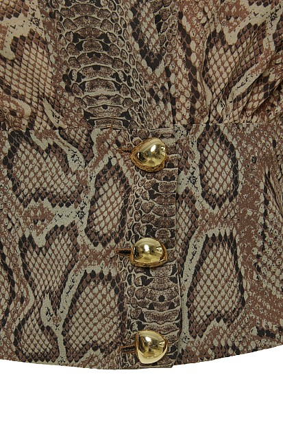 Animal print tailored-waist blouse
