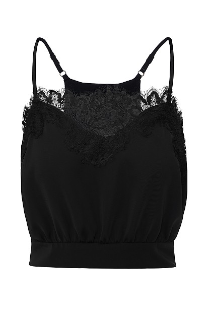 Crop top blouse with lace