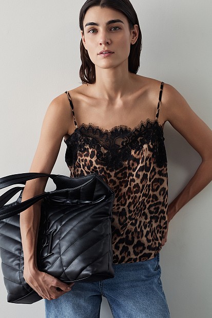 Animal print top with lace
