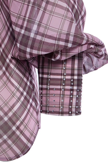 Checkered blouse with bow