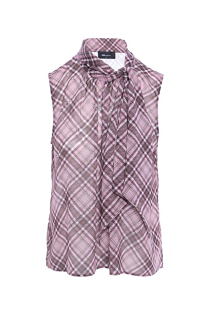 Sleeveless checkered blouse