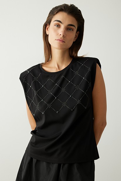 Μπλούζα με βάτες και στρας