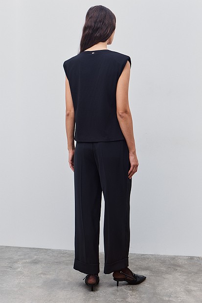 Padded shoulder top and rhinestones