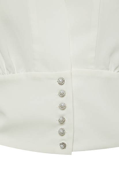 Tailored-waist long sleeves blouse