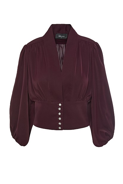 Tailored-waist long sleeves blouse