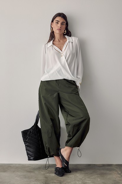 Wrap blouse with chain